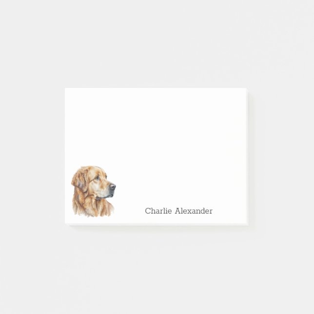 Golden Retriever Dog Simple Modern Personalised Post-it Notes (Front)