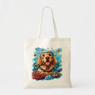Golden Retriever Dog Snorkelling Coral Reef Tote Bag