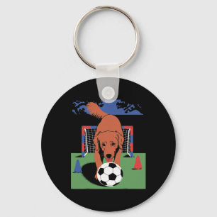 Golden Retriever Dog Soccer European Footll Key Ring