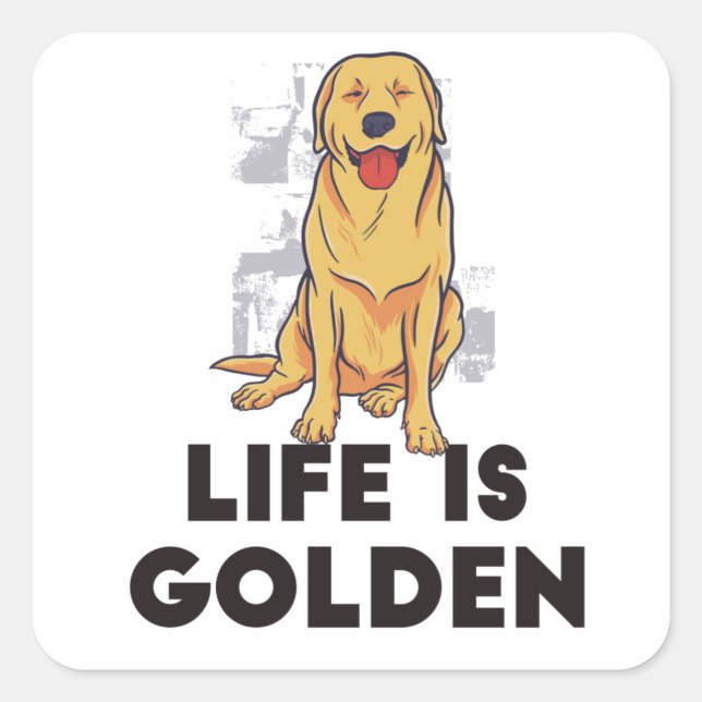Golden Retriever Dog Square Sticker (Front)