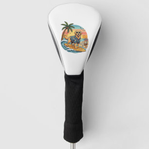 Golden Retriever Dog Surfing Surfboard Sunset Palm Golf Head Cover