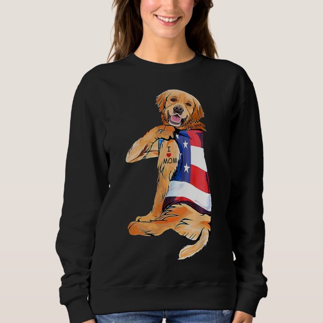 Golden Retriever Dog Tattoo I Love Mum Sweatshirt (Front)