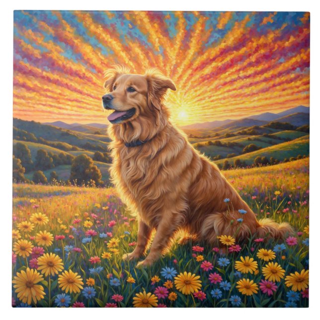 Golden Retriever dog Tile (Front)