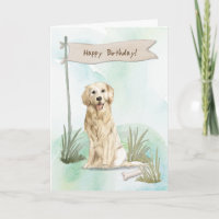 Golden Retriever Dog Under Birthday Sign