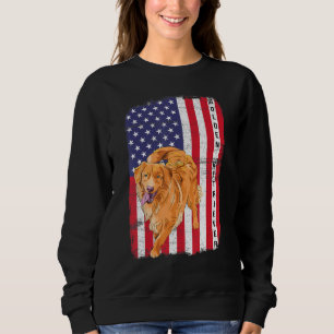 Golden Retriever Dog US Flag Happy July 4th Americ Sweatshirt