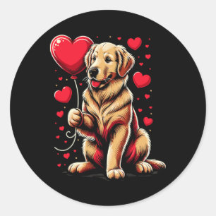 Golden Retriever Dog Valentine's Day Dog Owner Val Classic Round Sticker