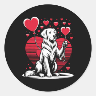 Golden Retriever Dog Valentine's Day Dog Owner Val Classic Round Sticker