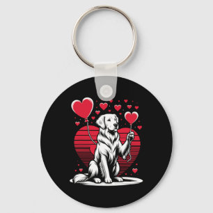 Golden Retriever Dog Valentine's Day Dog Owner Val Key Ring