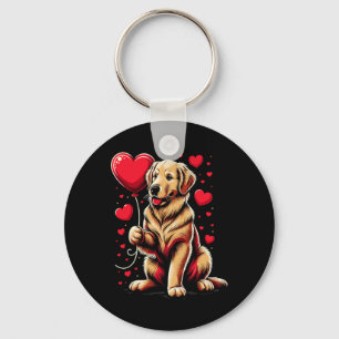 Golden Retriever Dog Valentine's Day Dog Owner Val Key Ring
