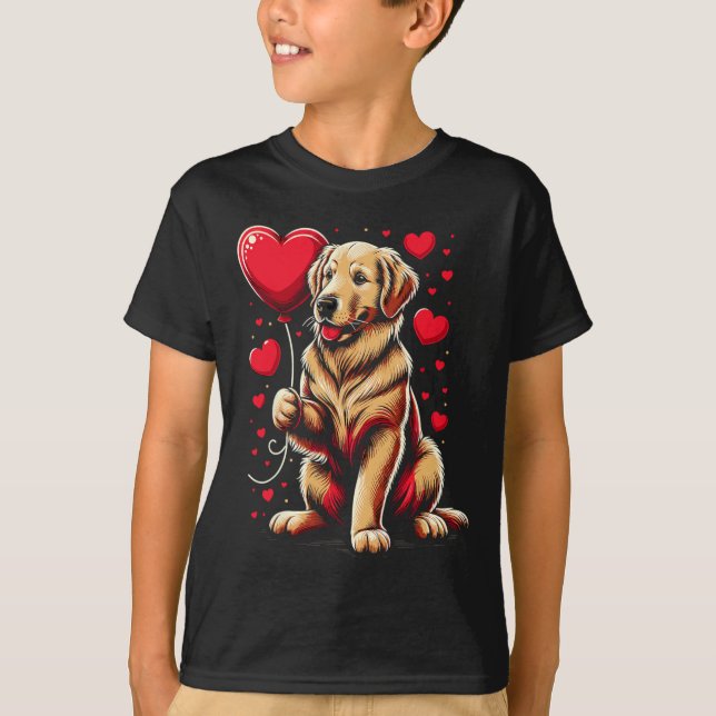 Golden Retriever Dog Valentine's Day Dog Owner Val T-Shirt (Front)