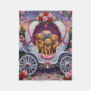 Golden Retriever Dog Valentine's Day Fleece Blanket