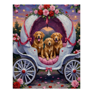 Golden Retriever Dog Valentine's Day  Poster