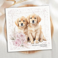 Golden Retriever Dog Vintage Pink Floral Wedding