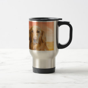Golden Retriever Dog Water Colour Art Oil Painting Travel Mug