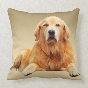 Golden Retriever Dog Water Colour Art Painting Cushion