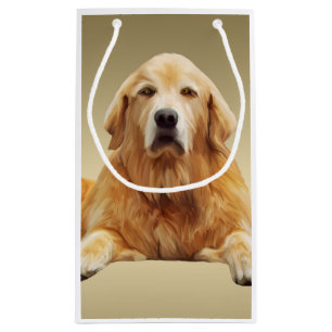 Golden retriever Dog Water Colour Art Painting Small Gift Bag