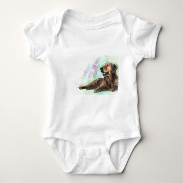 Golden Retriever Dog Water Colour Painting Baby Bodysuit (Front)