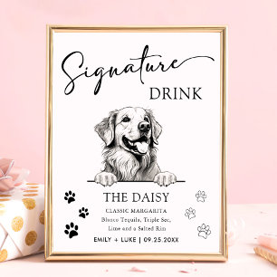 Golden Retriever Dog Wedding Signature Drink Sign
