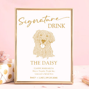 Golden Retriever Dog Wedding Signature Drink Sign