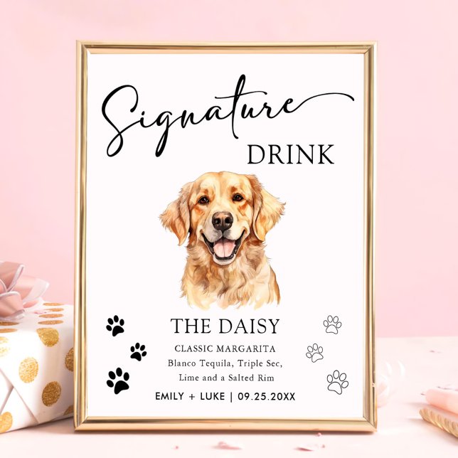 Golden Retriever Dog Wedding Signature Drink Sign (Creator Uploaded)