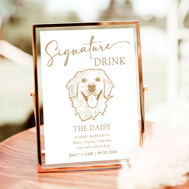 Golden Retriever Dog Wedding Signature Drink Sign (Creator Uploaded)