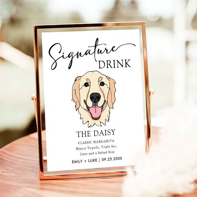 Golden Retriever Dog Wedding Signature Drink Sign (Creator Uploaded)
