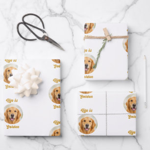 Golden Retriever dog white gold photo Wrapping Paper Sheet