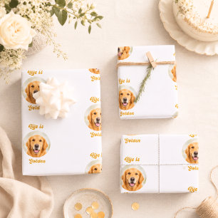 Golden Retriever dog white gold photo Wrapping Paper Sheet