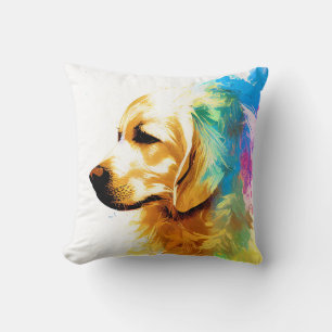 Golden Retriever Dog Wild Nature Animal Painting Cushion