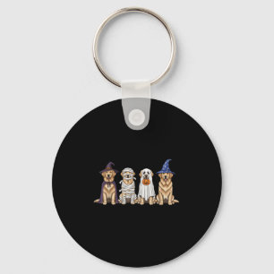 Golden Retriever Dog Witch Mummy Ghost Boo Costume Key Ring