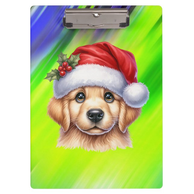 Golden Retriever Dog with Santa Claus Style-82535 Clipboard (Front)