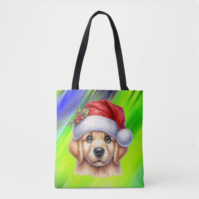 Golden Retriever Dog with Santa Claus Style-82535 Tote Bag (Front)