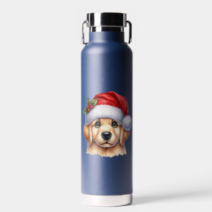 Golden Retriever Dog with Santa Claus Style-82535 Water Bottle