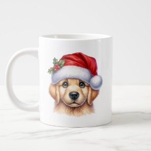 Golden Retriever Dog with Santa Claus Style Large Coffee Mug