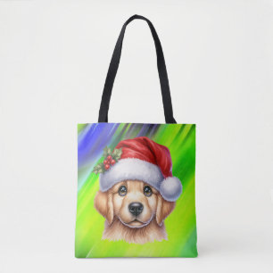 Golden Retriever Dog with Santa Claus Style  Tote Bag