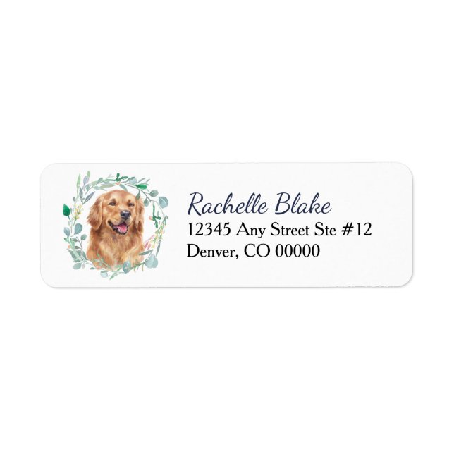 Golden Retriever Dog Wreath Return Address (Front)