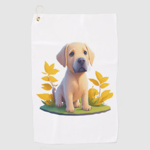 Golden Retriever Doggo Cute Digital Chibi Golf Towel
