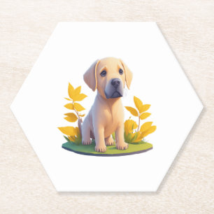Golden Retriever Doggo Cute Digital Chibi Paper Coaster