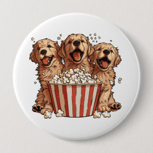Golden Retriever Dogs Movie Popcorn Bucket 10 Cm Round Badge