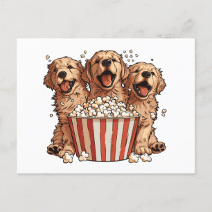 Golden Retriever Dogs Movie Popcorn Bucket Postcard