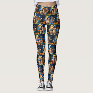 Golden Retriever Dogs Pumpkin Halloween Funny Leggings