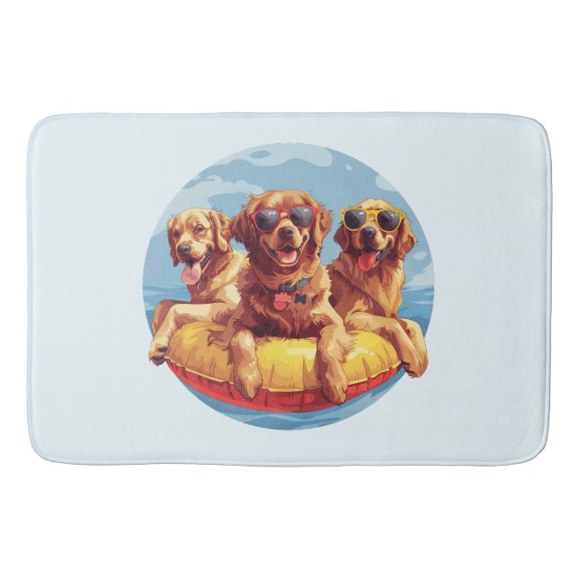 Golden Retriever Dogs Summer Pool Floaties Bath Mat (Front)