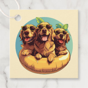 Golden Retriever Dogs Summer Pool Floaties Favour Tags