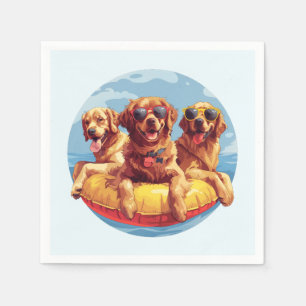 Golden Retriever Dogs Summer Pool Floaties Napkin