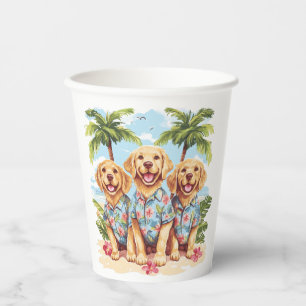 Golden Retriever Dogs Wearing Hawaiian Shirts Paper Cups