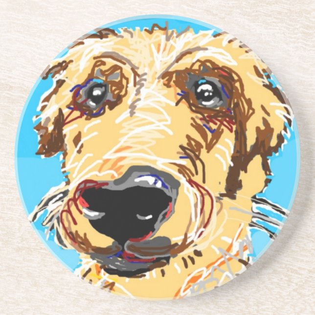 Golden Retriever Drawing Coaster (Front)