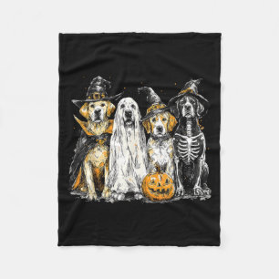 Golden Retriever Dressed As Ghost Funny Halloween Fleece Blanket