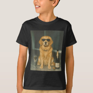 Golden Retriever Drinking Champagne T-Shirt