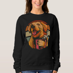 Golden Retriever Drinking Coffee Dog Retro Vintage Sweatshirt