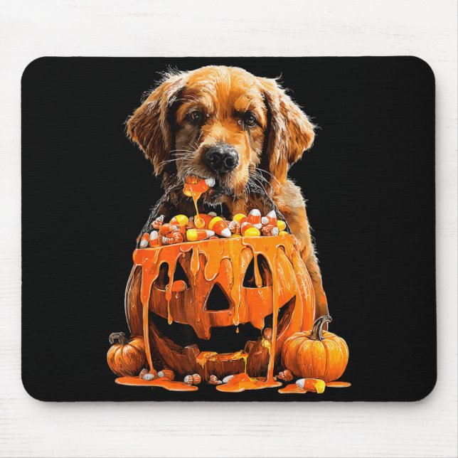 Golden Retriever Dripping Pumpkin Candy Corn Mouse Pad (Front)